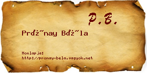 Prónay Béla névjegykártya