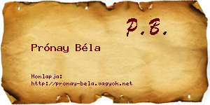 Prónay Béla névjegykártya
